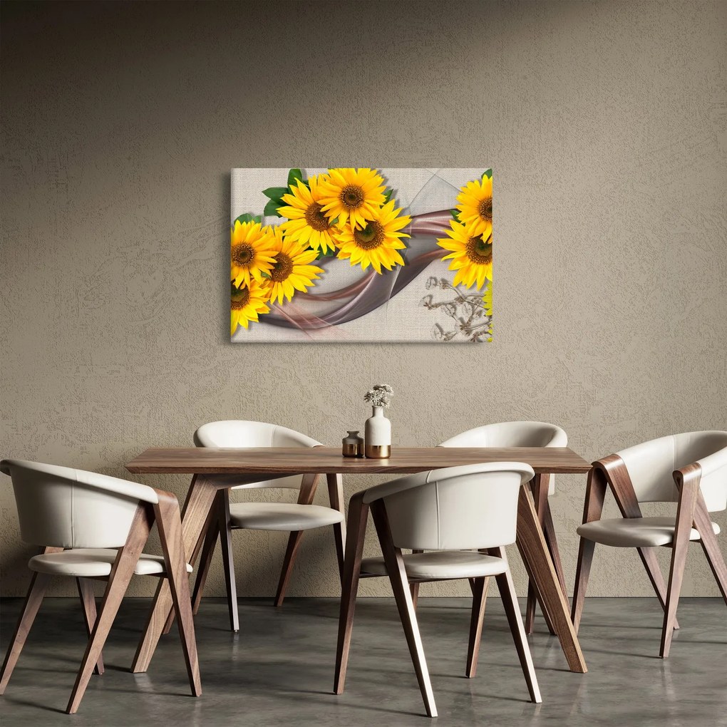 Tablou - Flori strălucitoare de floare soarelui (90x60 cm)