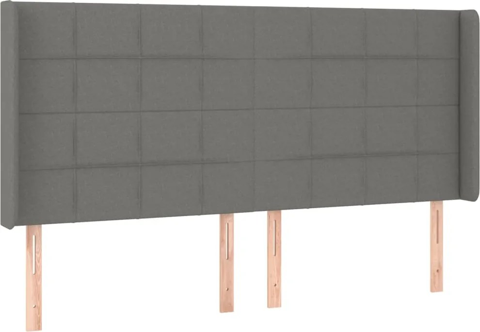 vidaXL Tăblie de pat cu aripioare gri închis 203x16x118/128 cm textil