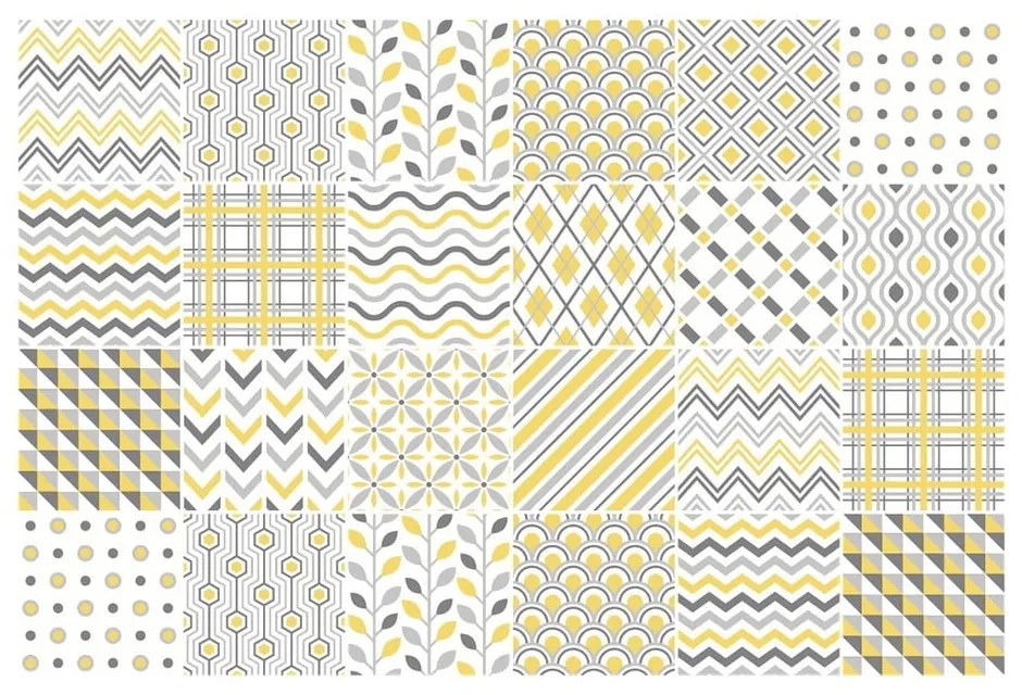 Set 24 autocolante Ambiance Scandinavian Tiles Stockholm, 10 x 10 cm