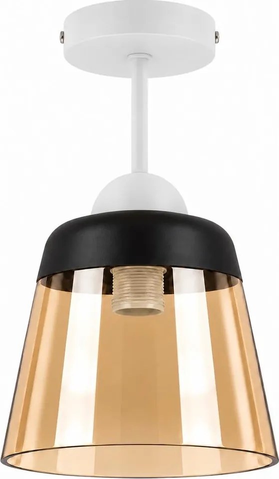 BRILAGI-LED Lustră aplicată R GLASS 1xE27/60W/230V Ø 15,5 cm alb/bej fumuriu