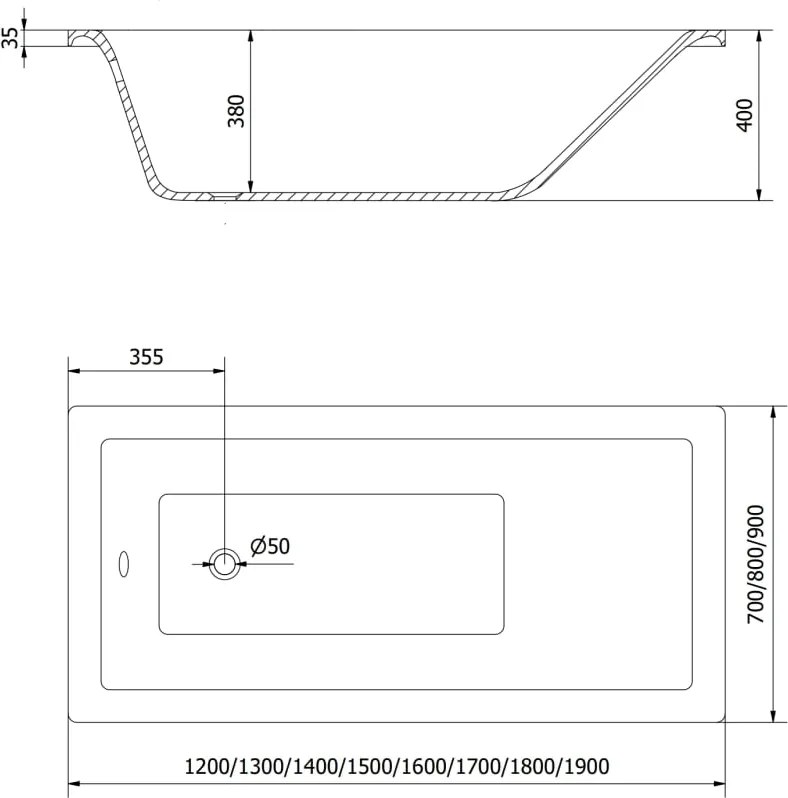 Mexen Cubik cadă dreptunghiulară 160 x 70 cm cu panou, albă - 55031607000X