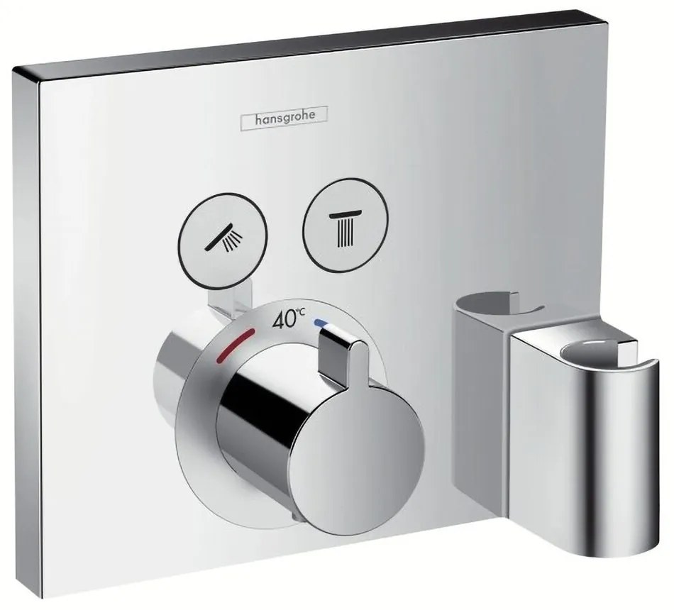 Baterie dus incastrata Hansgrohe ShowerSelect cu 2 functii si porter crom lucios