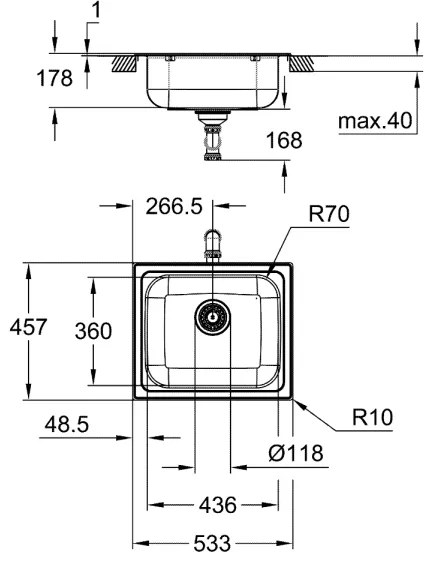 GROHE 31719SD0 - chiuvetă de bucătărie K200 533 × 457 mm, inox