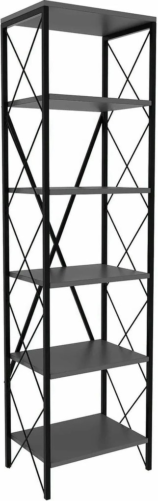 Etajera SUADIYE, gri antracit/negru, PAL melaminat/metal, 50x30x180 cm