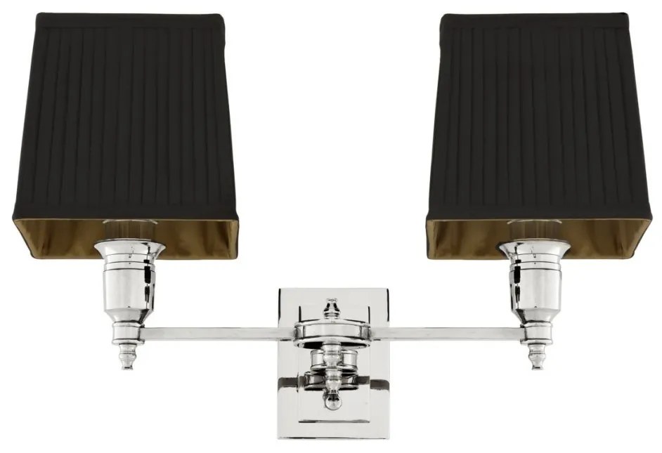 Aplica de perete moderna LUX dubla, finisaj nickel cu abajur negru, Lexington Duble 108936 HZ