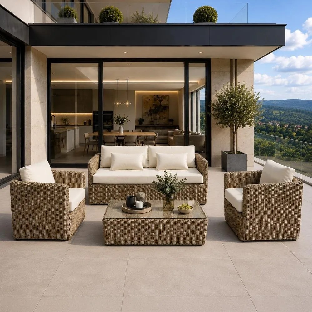 Set mobilier de grădină din ratan Avenberg TROPEA bej