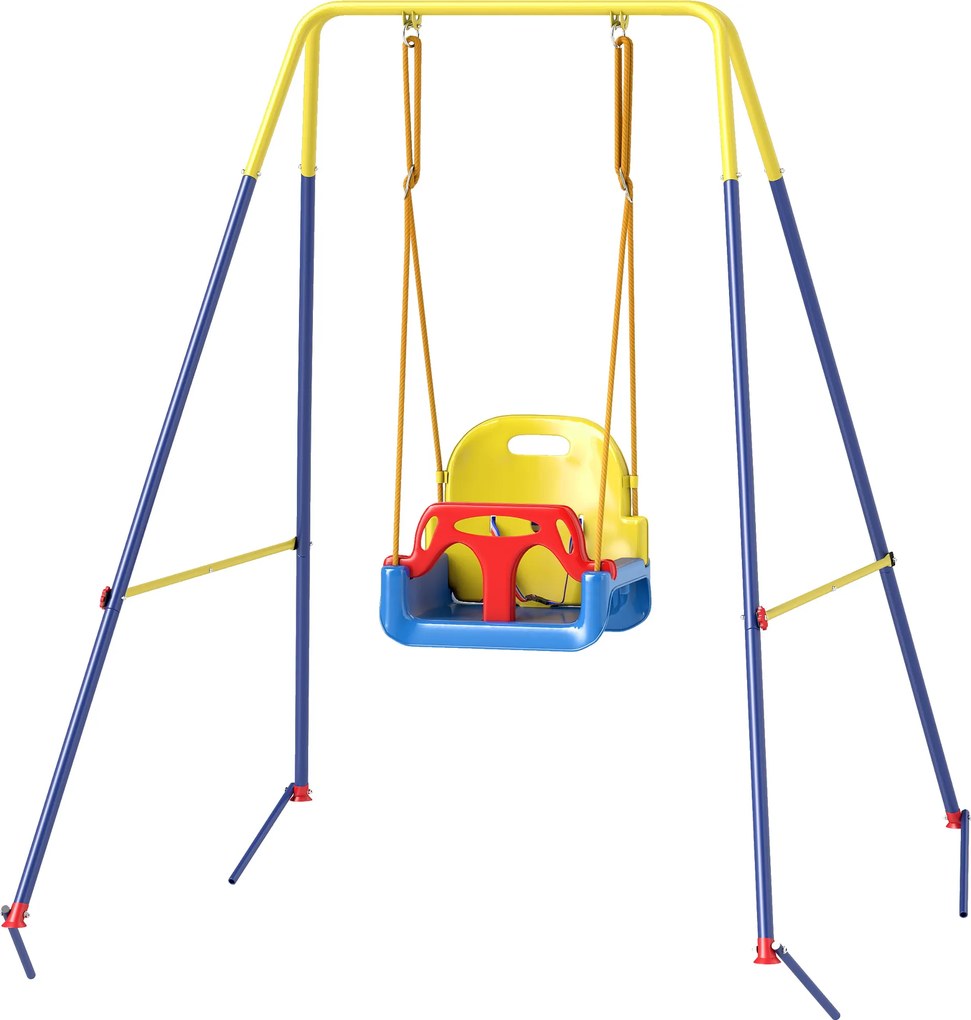 AIYAPLAY Leagăn pentru bebeluși 3-în-1, leagăn reglabil, scaun cu spătar, centură, 128 x 155 x 157 cm, Albastru | Aosom Romania