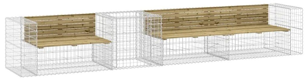 3196250 vidaXL Bancă de grădină & coș gabion, lemn de pin tratat