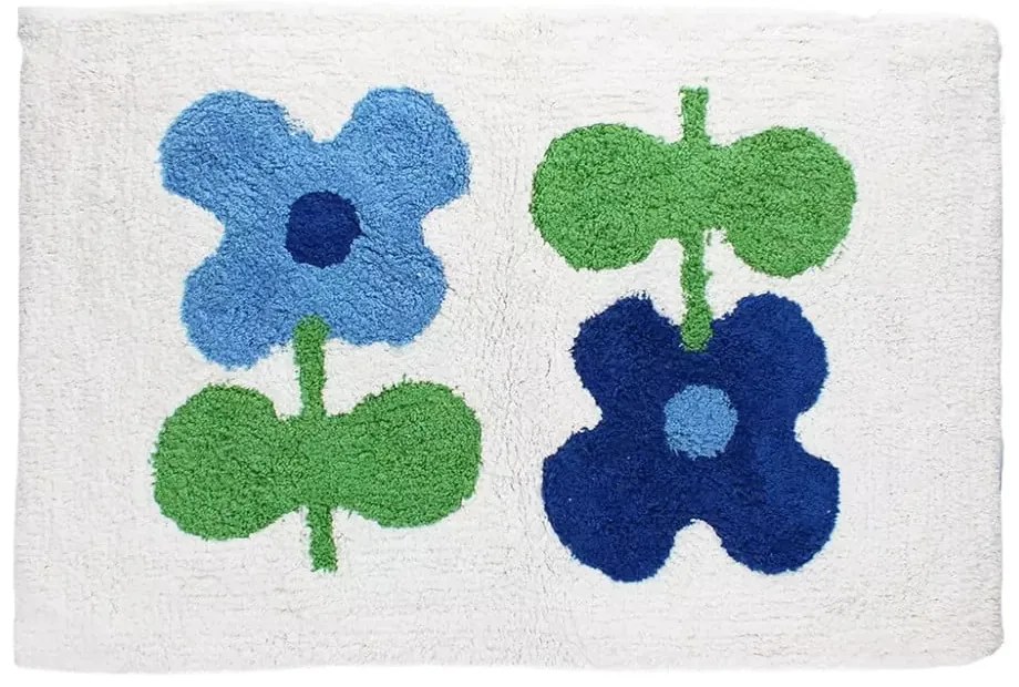 Covoraș de baie alb-albastru 50x80 cm Blue Flowers – Rex London