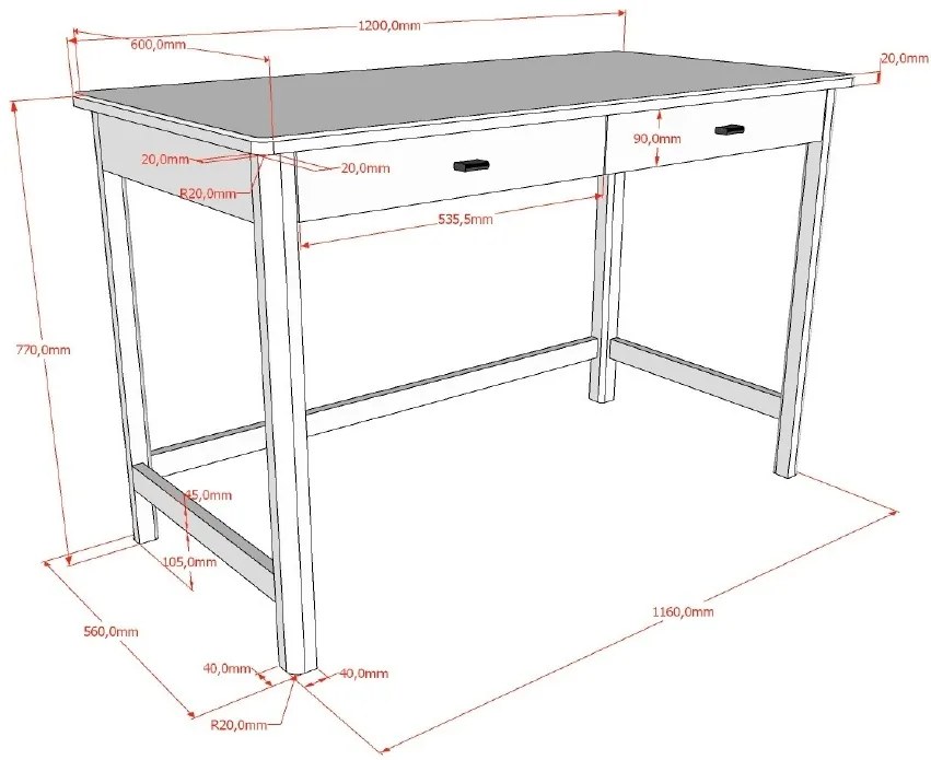 Set Mobilier Camera Copii Forrest Oak, Pat 90x200 cm, Noptieră și Birou, din Lemn de Stejar, Natur – Vipack
