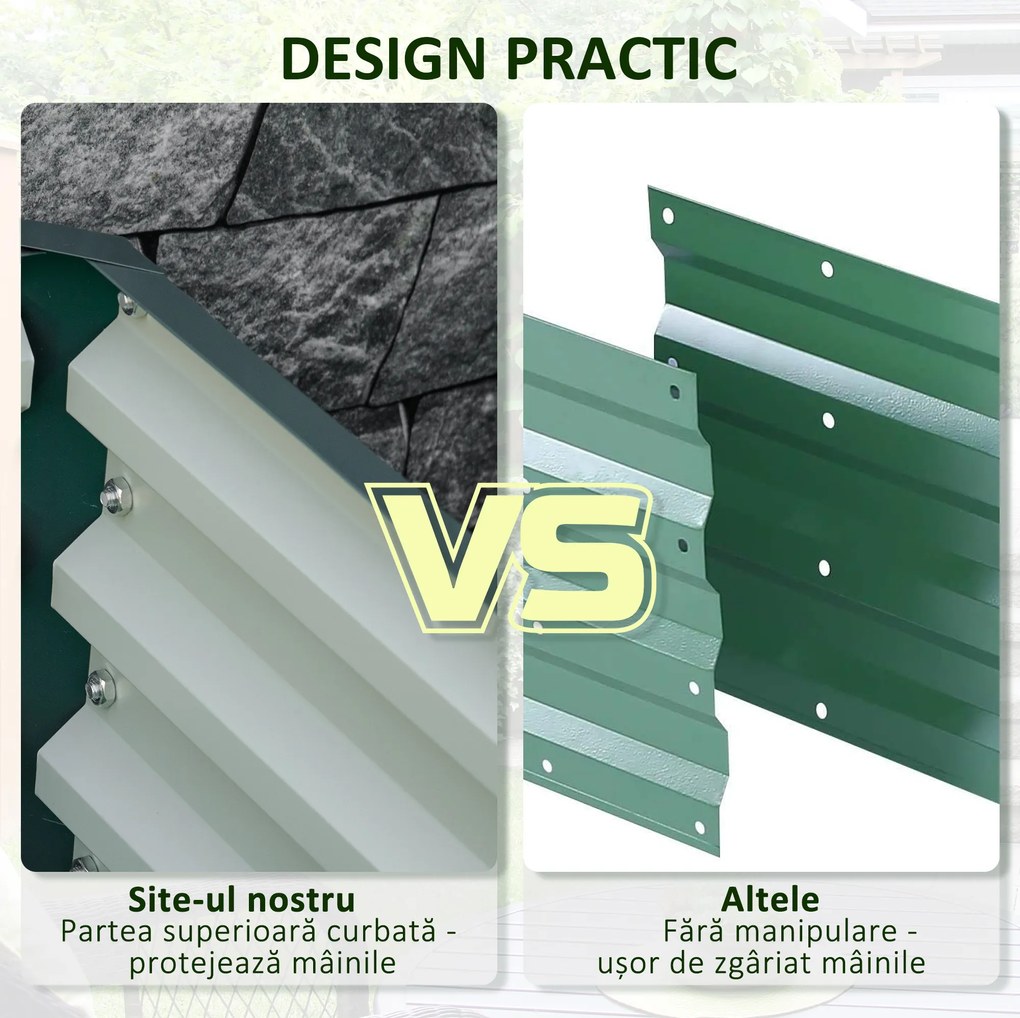 Outsunny Pat de Gradina Suprainaltat Galvanizat Cadru din Otel pentru Cultivare Legume Flori 120x120x30cm Rezistent la Intemperii | Aosom Romania