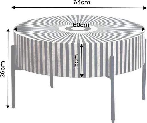 Masuta de cafea cu incrustatii din os HARMONY NATURE 65cm