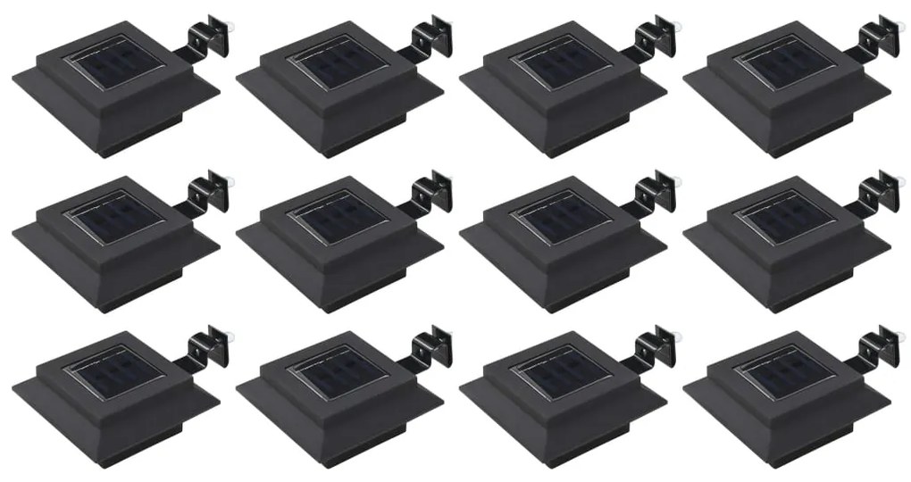 vidaXL Lămpi solare de exterior, 12 buc., negru, 12 cm, pătrat, LED