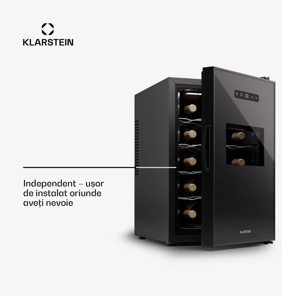 Klarstein Silent Vino 15 Uno, răcitor de vinuri, 41 l / 15 sticle, 5-18 °C, tactil