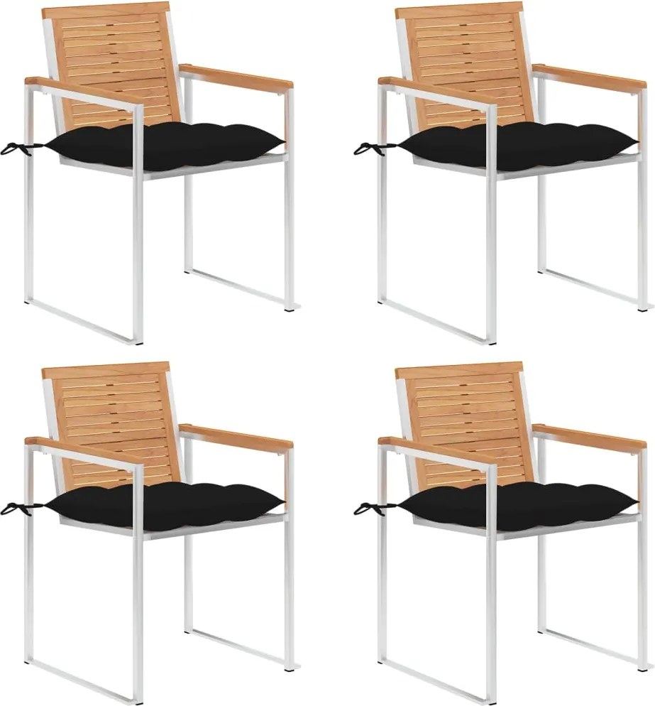 vidaXL Scaune de grădină cu perne, 4 buc., lemn masiv de tec