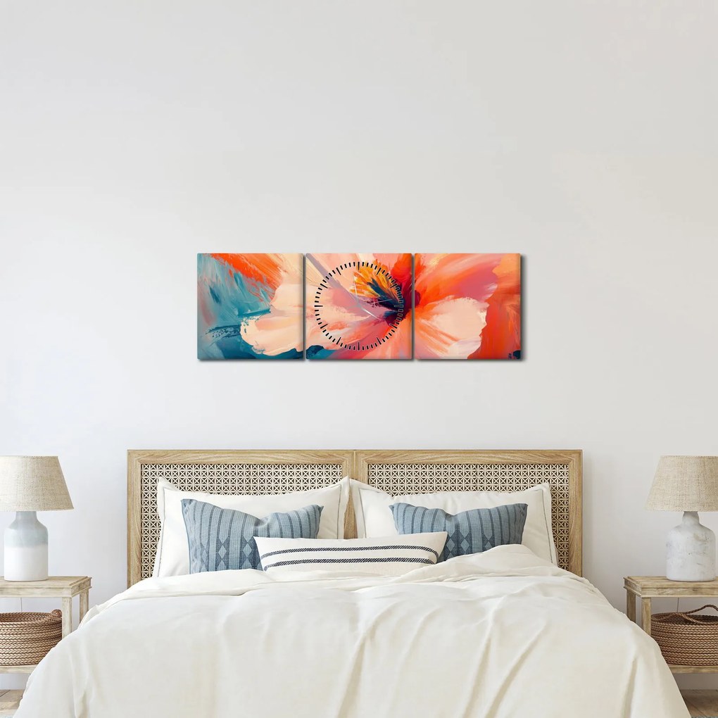 Tablou - Floare pictată (cu ceas) (90x30 cm)