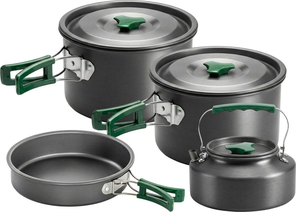 Outsunny Set de Oale Camping, 4-5 Persoane, Oțel Inoxidabil, 20.5 x 20.5 x 15.5 cm, Gri | Aosom Romania