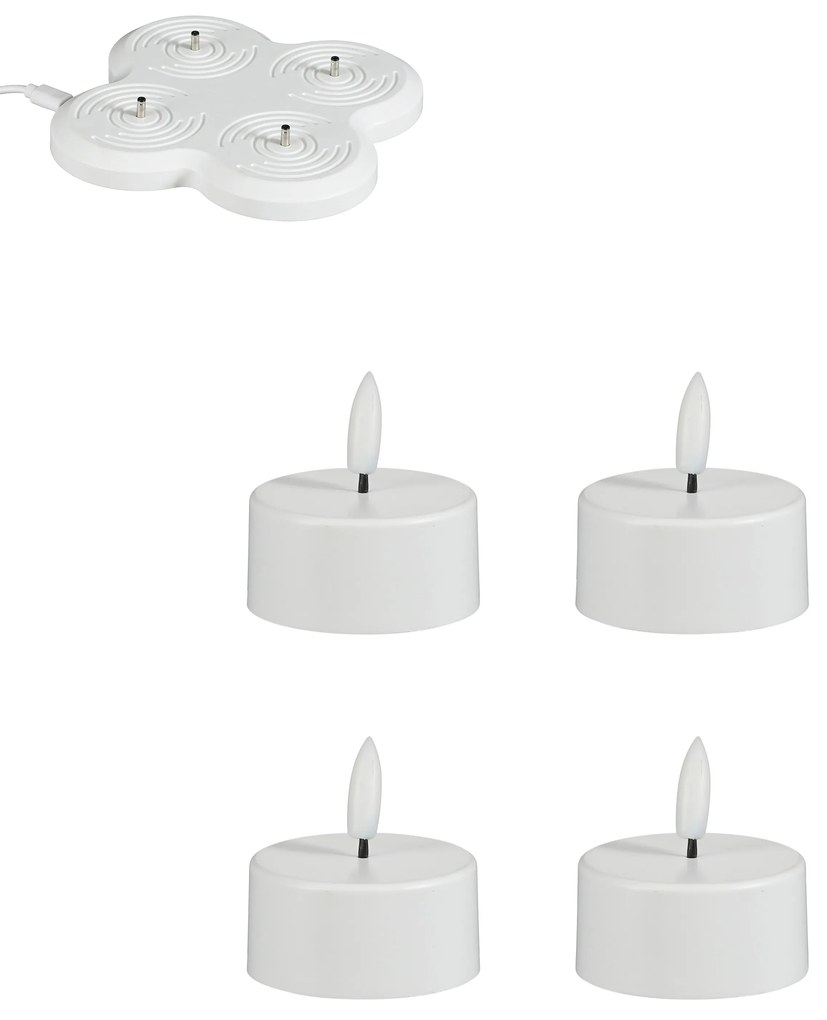 Lumânări albe 5,5 cm, set de 4 cu LED reîncărcabil - Donner