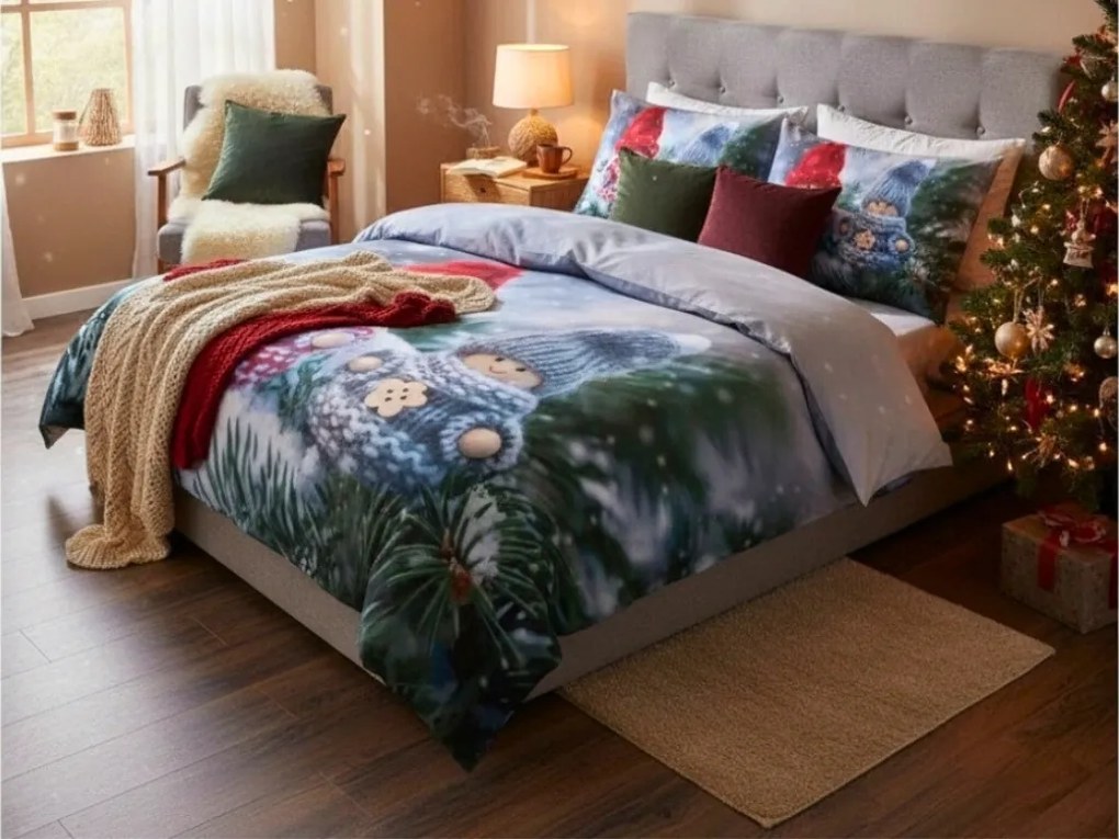 Lenjerie de pat din bumbac 3D MINI JOY CHRISTMAS gri, 100% bumbac Dimensiune lenjerie de pat: 70 x 90 cm | 140 x 200 cm