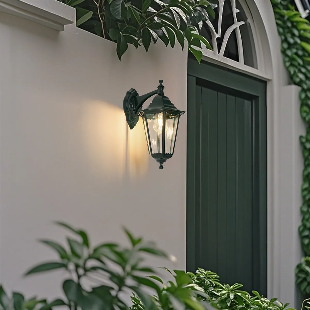 Lanterna clasica de perete de exterior verde inchis IP44 - New Orleans jos