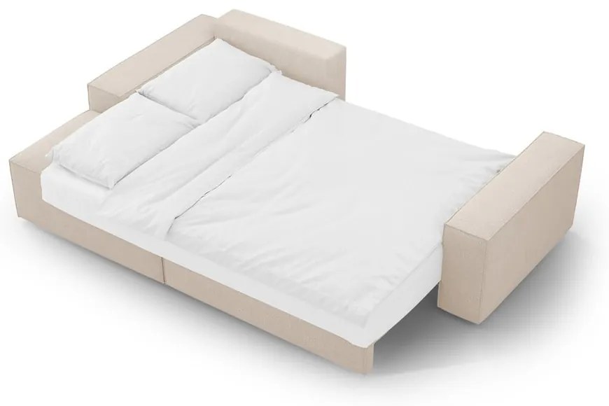 Colțar bej extensibil cu tapițerie din țesătură bouclé (cu colț pe partea stângă ) Jodie – Micadoni Home