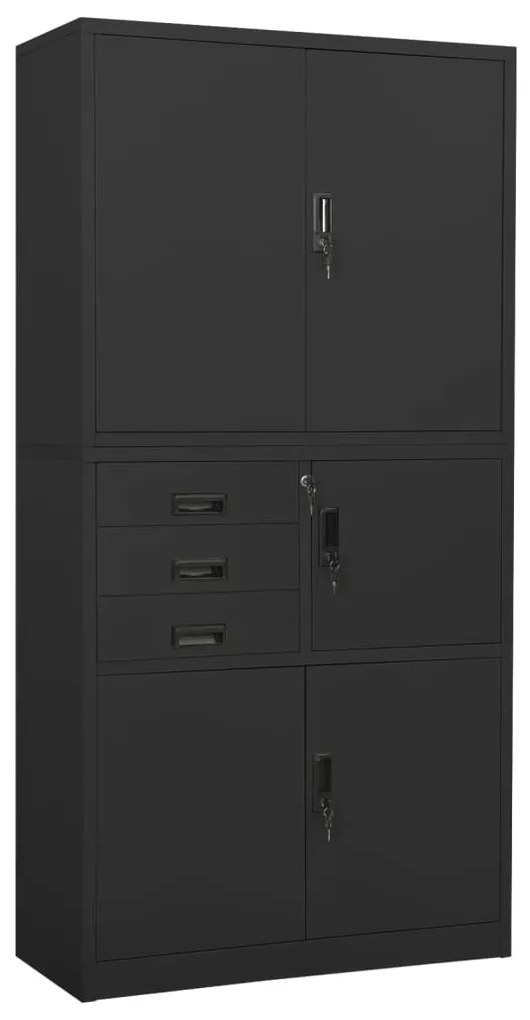 vidaXL Dulap de birou, antracit, 90x40x180 cm, oțel