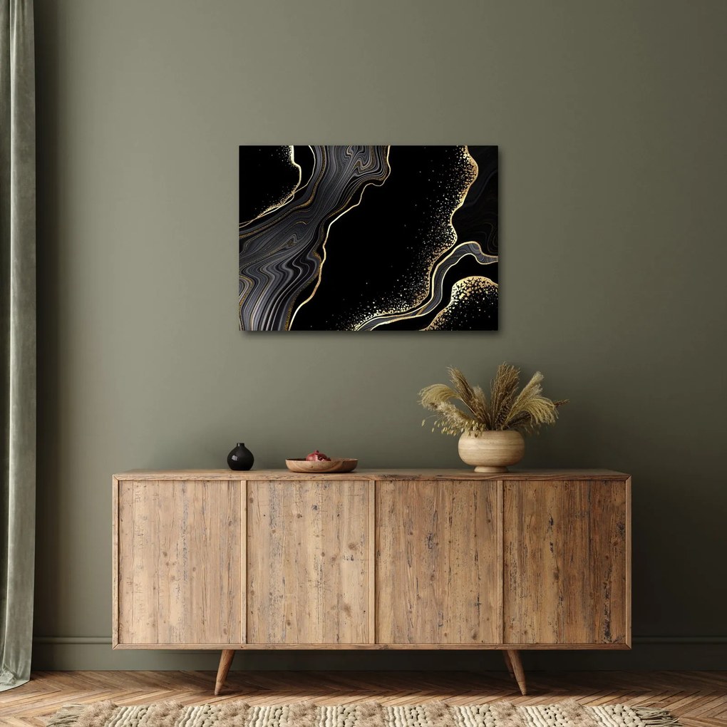 Tablou - Marmură negru - auriu (70x50 cm)