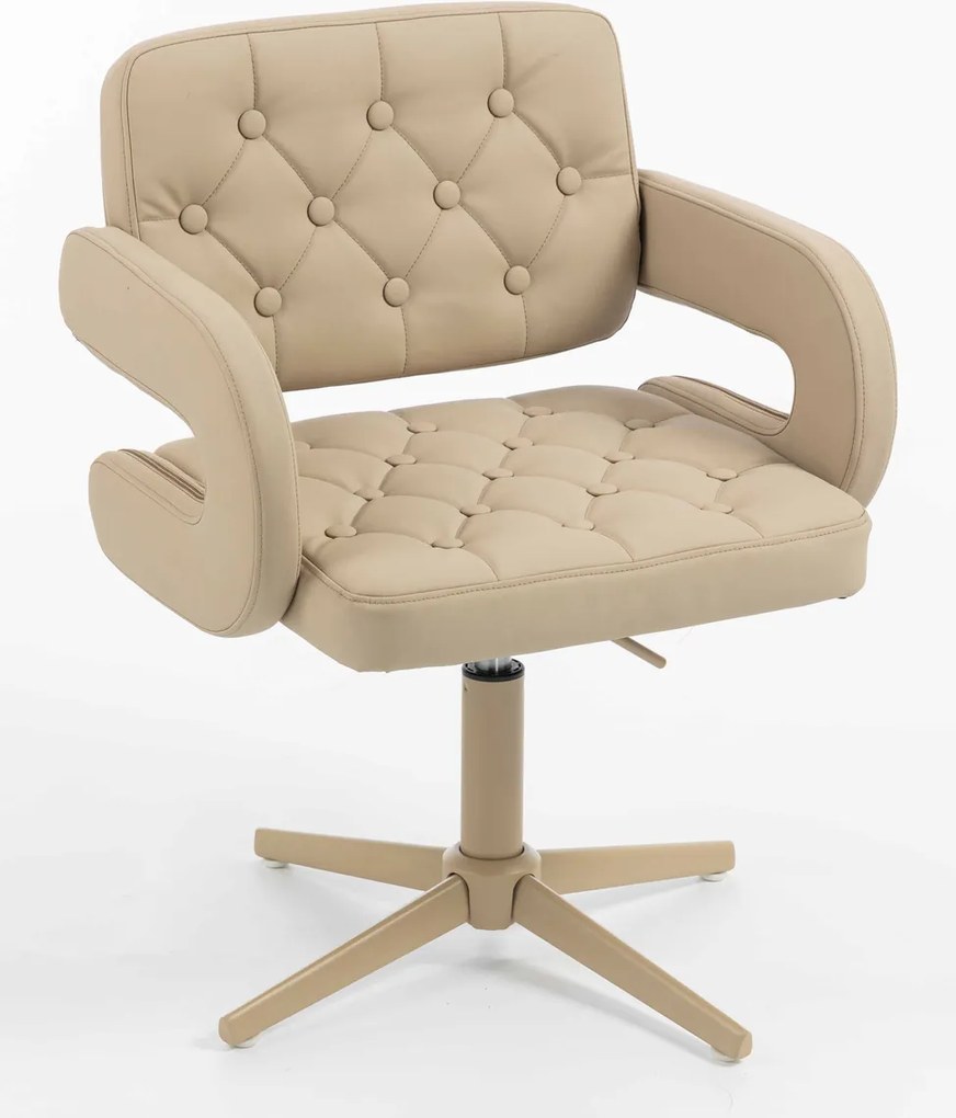 HR8403CROSS Scaun Crem Piele Ecologica Premium Soft cu Bază Crem