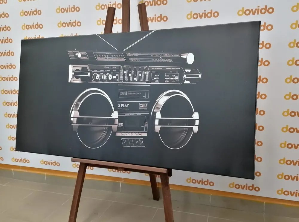 Tablou disco radio din anii 90 în design alb-negru