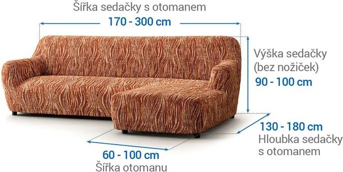 Gaico Huse bielastice UNIVERSO NOU dungi cărămizii canapea cu otoman dreapta (l. 170 - 300 cm)