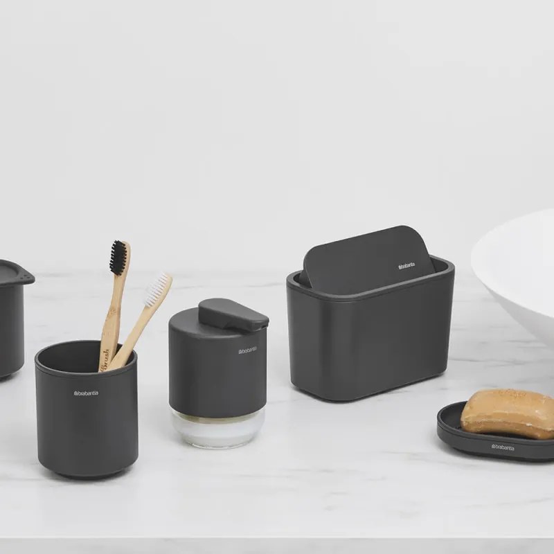 Suport periute de dinti Brabantia MindSet 1005684, Curatare usoara, Deschidere larga, Acoperire minerala, Gri inchis