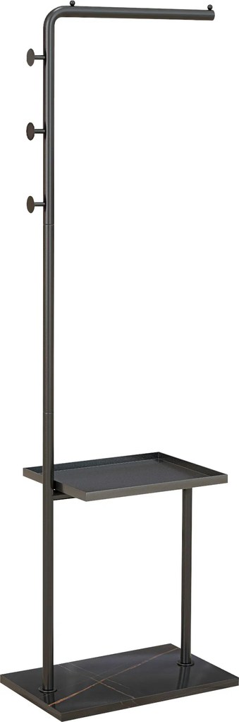 HOMCOM Cuier de Podea în Formă de C cu 3 Cârlige, Bază din piatră și Picioare Antiderapante, 45x28x148 cm, Negru | Aosom Romania
