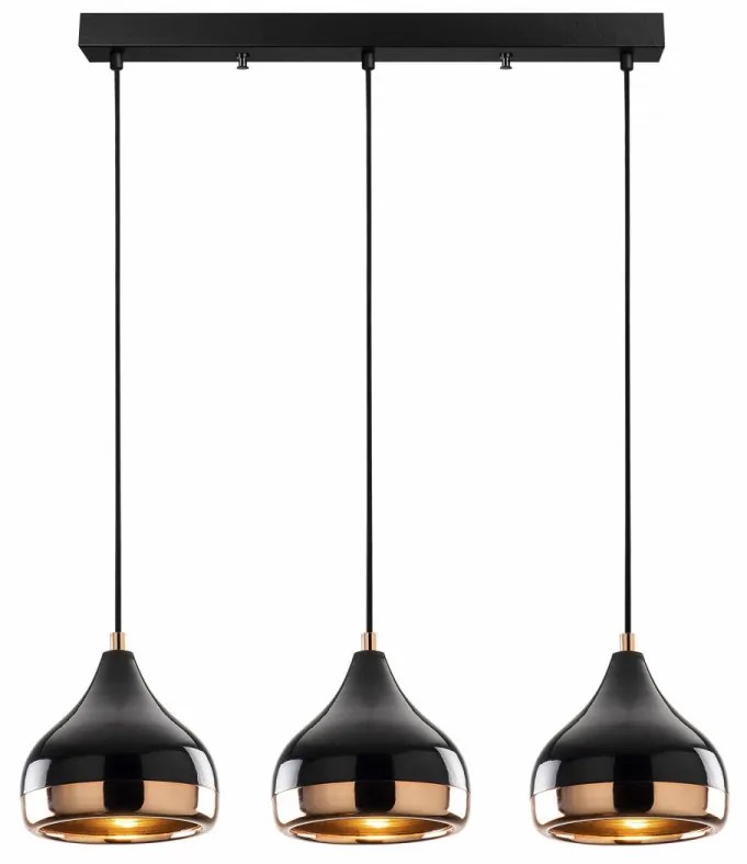 Lustra 3 Becuri Yıldo - 6877, Soclu E27, Max. 40W, Culoare Negru / Aramiu