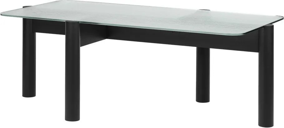 Măsuță de cafea neagră cu blat din sticlă 55x105 cm Kob – noo.ma