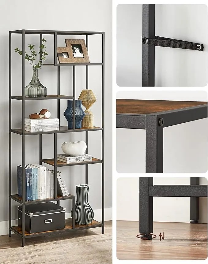 Biblioteca de design TAYLOR 180x80 cm, maro rustic