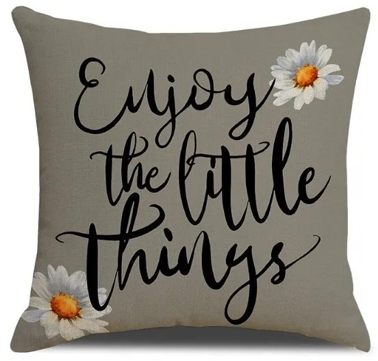 Husa pentru perna ENJOY THE LITTLE THINGS 45x45 cm, gri