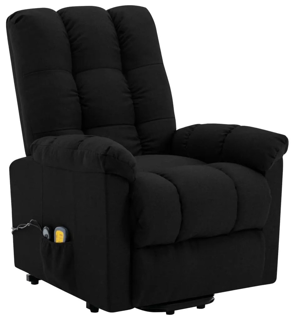 321392 vidaXL Fotoliu de masaj cu ridicare, negru, material textil