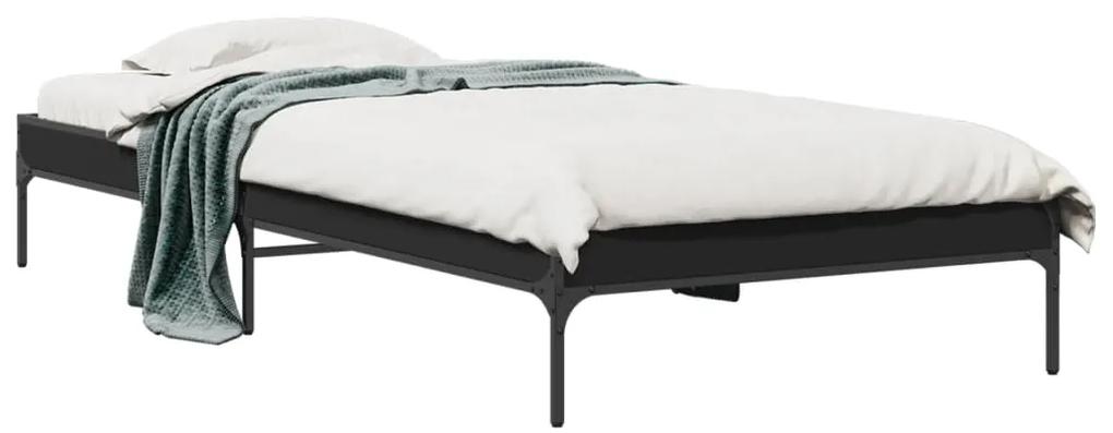 845056 vidaXL Cadru de pat, negru, 75x190 cm, lemn prelucrat și metal