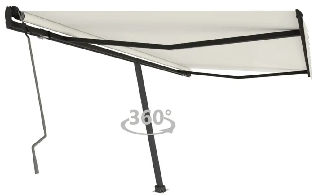 vidaXL Copertină autonomă retractabilă manual, crem, 450x350 cm