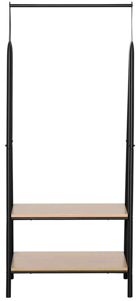 HOMCOM Suport pentru haine, suport pentru pantofi și accesorii de stil contemporan în formă triunghiulară dim. 64L x 43l x 149H cm 2 rafturi MDF lemn deschis oțel negru | Aosom Romania