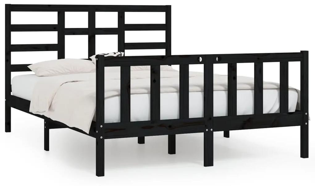 3107627 vidaXL Cadru de pat, negru, 160x200 cm, lemn masiv de pin