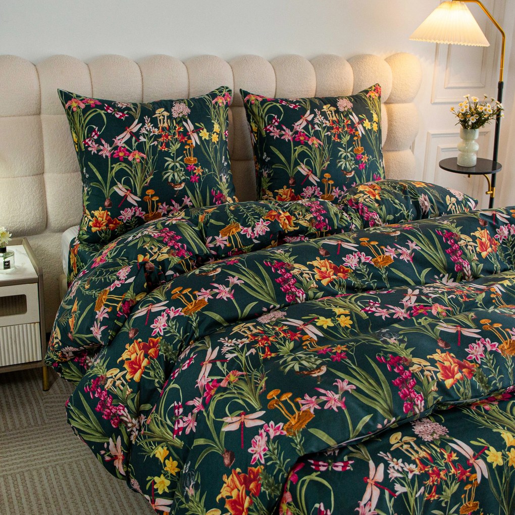 Lenjerie de pat din microfibra MYSTIC GARDEN verde inchis Dimensiune lenjerie de pat: 2 buc 70 x 90 cm | 200 x 220 cm