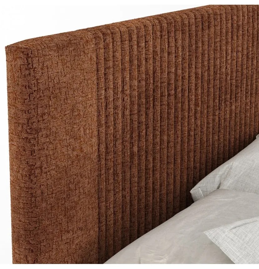 Pat boxspring portocaliu cu spațiu de depozitare 160x200 cm Bergamo – Maison de Rêve