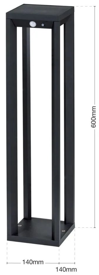 Stalp LED solar iluminat exterior cu senzor de miscare IP65 VOLTA