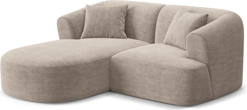 Colțar maro deschis cu tapițerie din catifea reiată (cu colț pe partea stângă/cu șezlong) Campi – Cosmopolitan Design