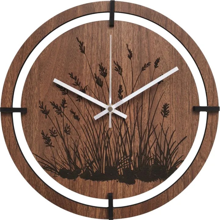SENTOP | Ceas din lemn cu motiv floral | MARIN