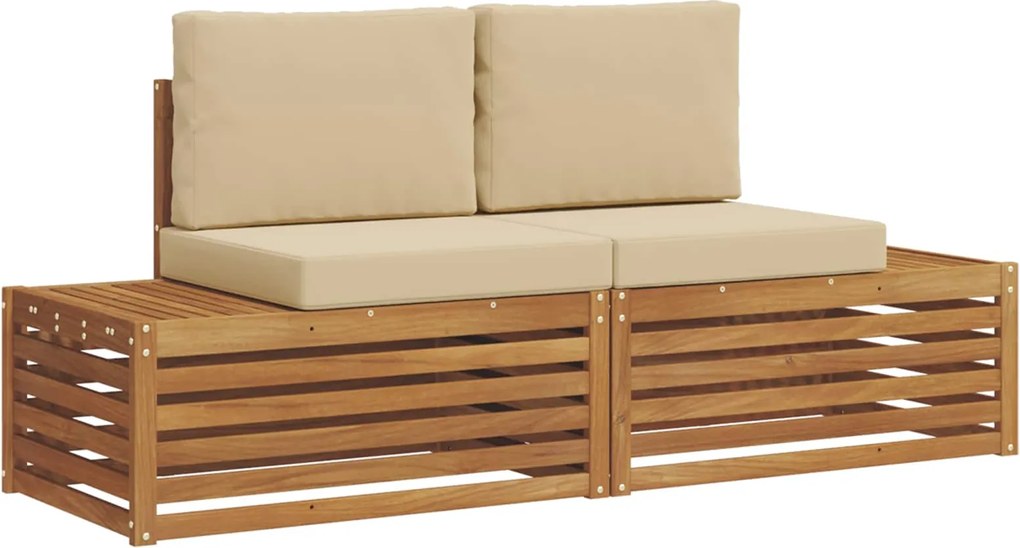 vidaXL Set de canapele de exterior cu pernă 2 Bucată Natural și Bej