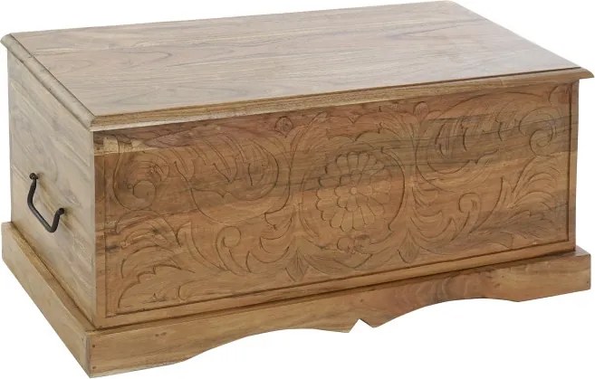 Cufar din lemn de acacia sculptat manual, 90X40X40 cm, "Epoque"
