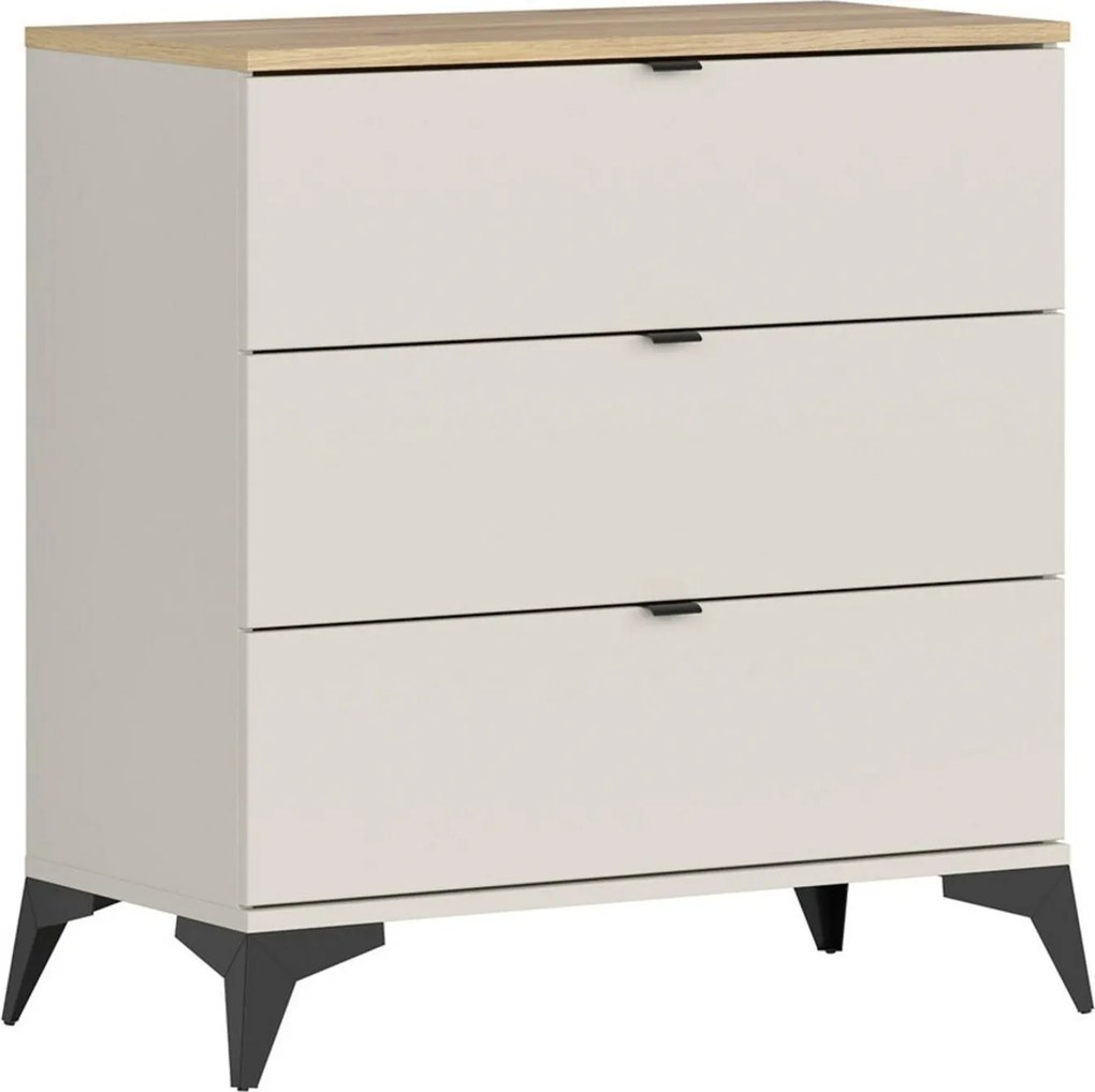 Comoda GLAMOUR, stejar/casmir, PAL, cu 3 sertare, 85x42x90 cm