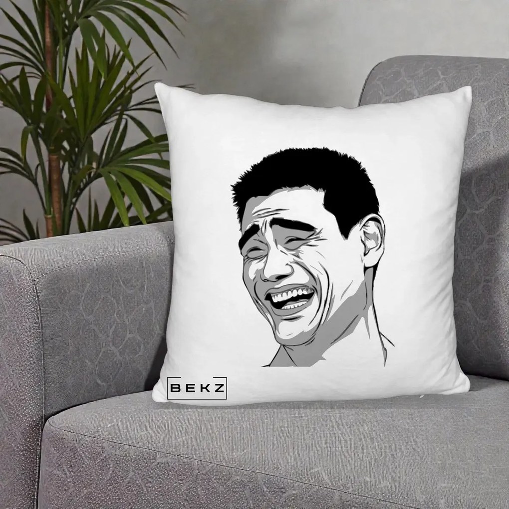 Perna Decorativa Yao Ming Meme, 40x40 cm, Alb Pufos, Husa Detasabila, Perna Inclusa, BEKZ®